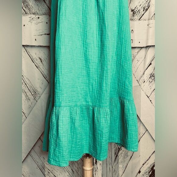RAILS Everdeen Dress Organic Cotton Green Ruffled Sleeves Sz Medium - Picture 4 of 10
